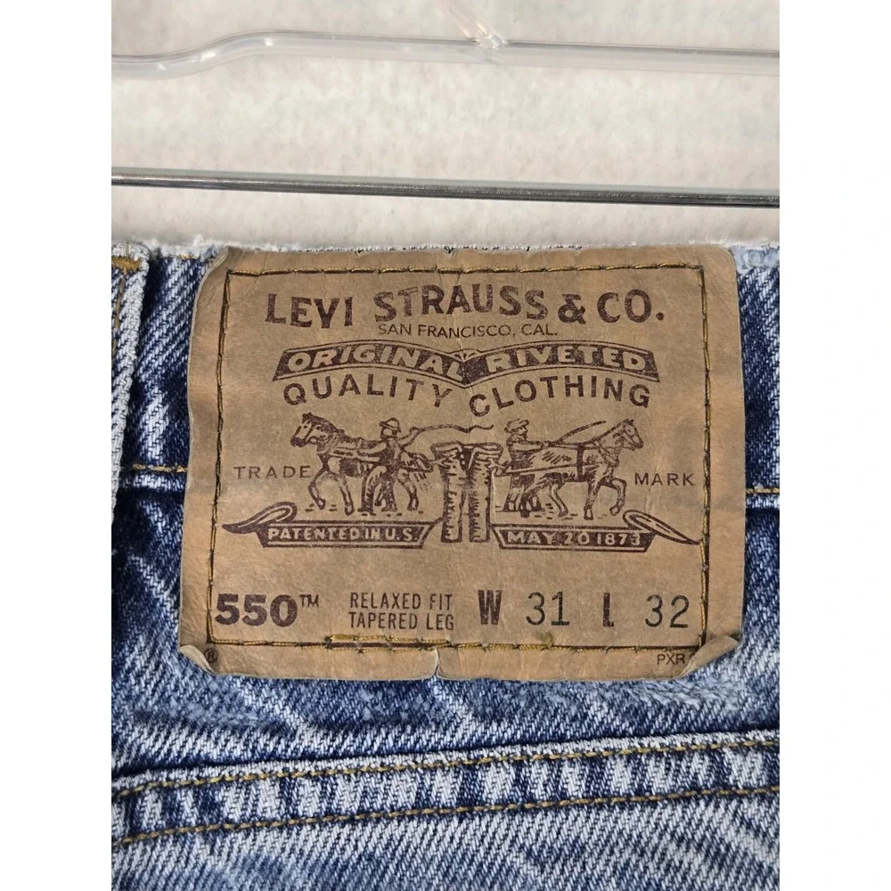 Levis 550 Mens Jeans Size 31 x32 Relaxed Fit Tapered Legs Orange Tab Cotton Blue